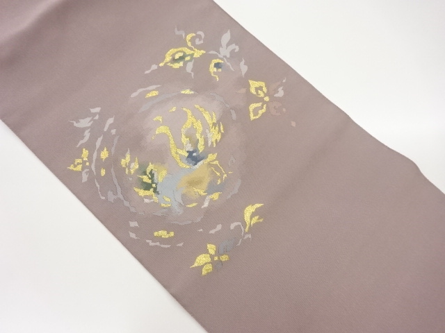 本綴れ抽象花鳥模様織出し名古屋帯